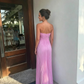 Elegant Lavender Strapless Pleated Sheath Sweetheart Prom Dress DP8481