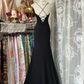 Glamorous Black Beaded Spaghetti Strap Mermaid Evening Gown DP7913