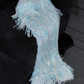 Shiny Light Blue Beaded Sequined Design Mermaid Prom Dress Evening Dress DP6224
