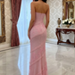 Glamorous Pink Strapless Sweetheart Mermaid Lace Applique Formal Evening Gown DP8418