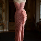 Glamorous Pink Strapless Sweetheart Ruched Ruffled Prom Dress DP7660