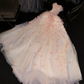 Dreamy Pink Tulle 3D Floral Applique Sequin Sweetheart Strapless Sparkling Sweet 16 Quinceanera Ball Gown DP7326