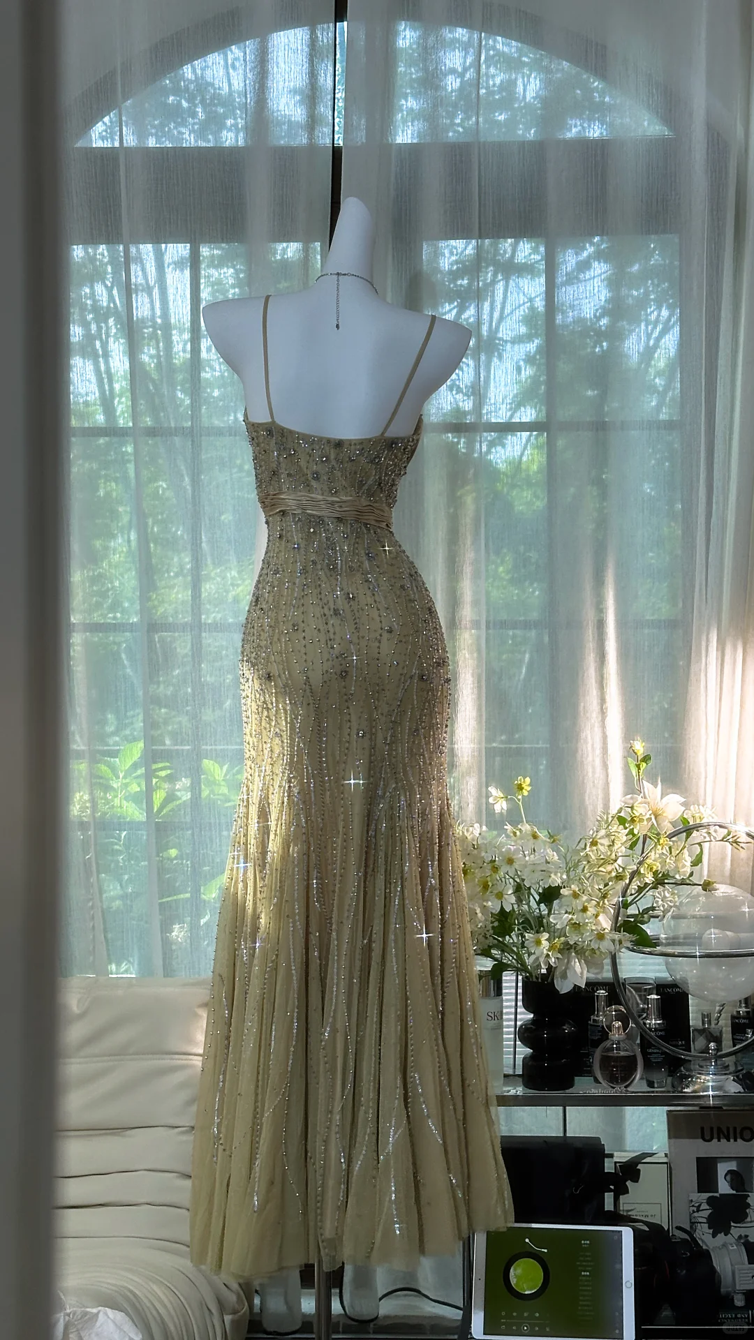 Vintage Shiny Light Green Spaghetti Strap Elegant Design A-line Beaded DSProm Vintage Shiny Light Green Spaghetti Strap Elegant Design A-line Beaded DSProm