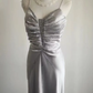 Glamorous Gray Satin Spaghetti Strap Ruched Bodice Embellished Waist & Mermaid Prom Dress DP7652
