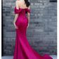 Elegant Hot Pink Off-the-shoulder Prom Dress Satin Evening Gown Mermaid Party Dress Trailing Long Formal Dress DP6810