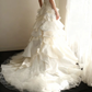 Elegant Ivory Tiered Ruffle Beaded Halter Neck A-Line Formal Wedding Dress DP7657