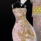 Gorgeous Sparkling Pink Beaded Applique Mermaid Design Exquisite Embroidery Evening Dress Prom Dresses DP6174