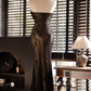 Vintage Black Applique Design Elegant Chiffon Evening Dress Prom Dress DP6017