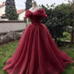 Vintage Off-the-Shoulder Soft Yellow Tulle Ball Gown Cinderella Princess Prom Dress DS4380