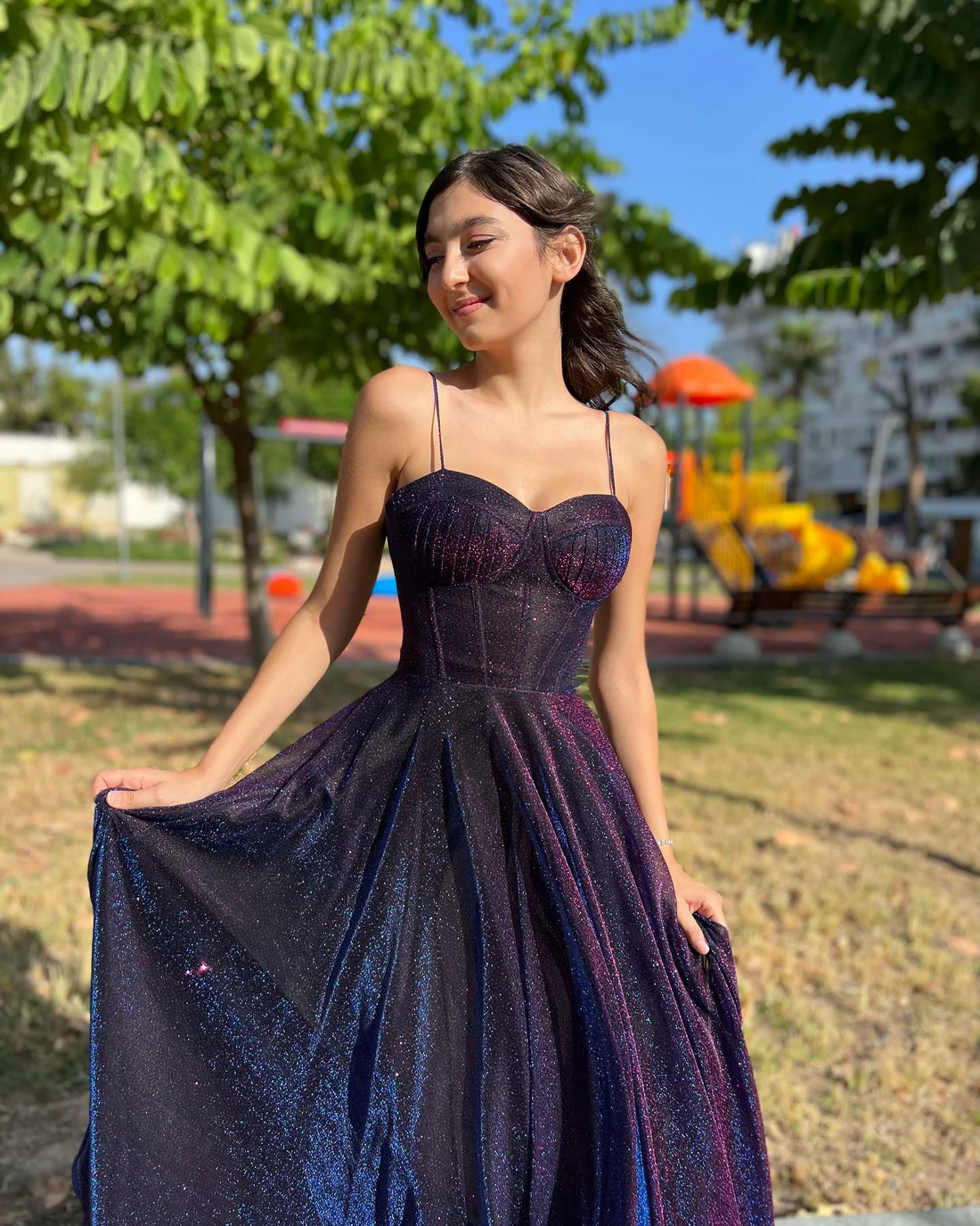 Glamouröses, lilafarbenes Glitzer-Ballkleid mit Herzausschnitt für Sweet 16 Quinceañera DP7921