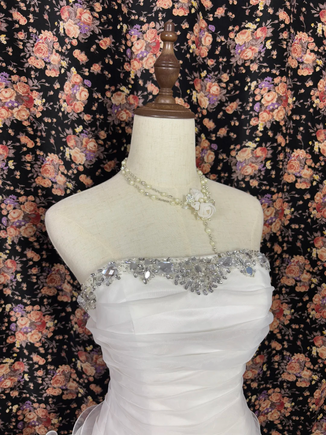 Shiny White Beaded Strapless A-Line Short Tiered Party Dress Homecoming Dress DP6415