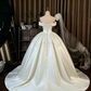 Elegant Ivory Off-the-Shoulder Satin Beaded Lace Embroidery A-Line Wedding Dress DP8592