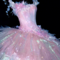 Sparkling Elegant Pink A-Line Tiered Prom Dress Evening Dress Ball Gown DP6231