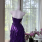 Elegant Purple Sweetheart Strapless Romantic A-Line Chiffon Tiered Evening Dress Prom Dresses DP6143