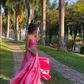 Lovely Pink A-Line Strapless Long Party Dress Birthday Outfits, DP3175