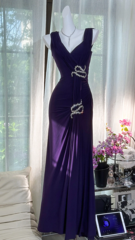 Gorgeous Purple Glittering Beaded Mermaid Prom Dress Evening Dress DP6361