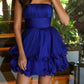 Cute Spaghetti Strap Ruched Tiered Chiffon A-Line Homecoming Dress DP8511