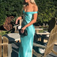 Enchanting Off-the-shoulder Satin Mermaid Floor-length Prom Dress Evening Dress DP6328