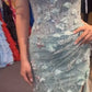 Elegant Sage Green 3D Floral Appliques Prom Dress Sweetheart Mermaid Off-the-shoulder Evening Gown DP7915