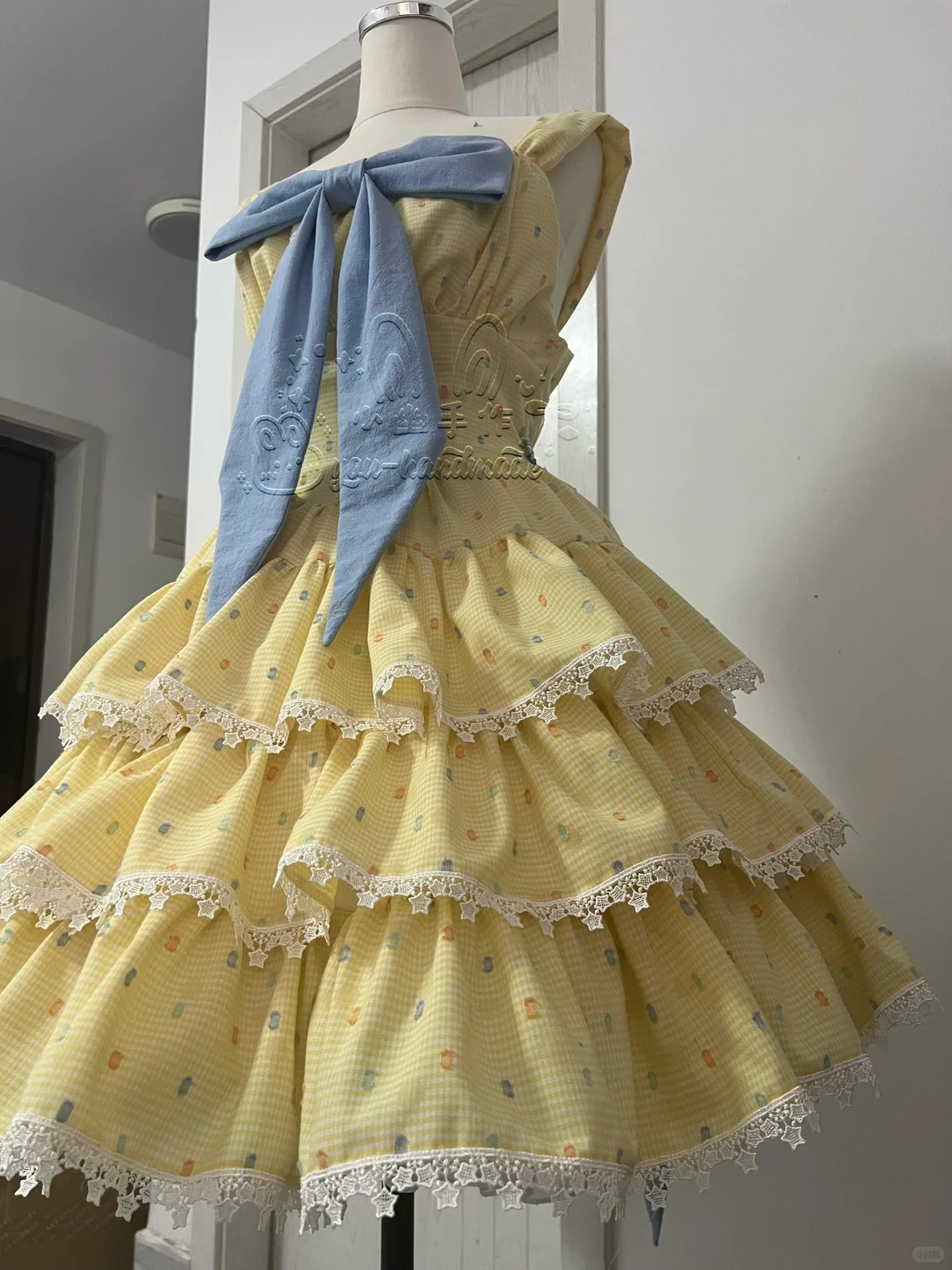 Cute Yellow Floral Lace Hem Design Tiered Party Dress Homecoming Dress DP6243