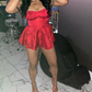 Charming Red Strapless A-Line Short Party Dress Birthday Outfits, DP3373