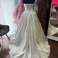 Vintage Ivory Strapless Ruched Bodice Satin A-Line Wedding Dress DP8386