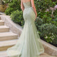 Elegant Strapless Sweetheart Beaded Tulle Mermaid Evening Dress DP8156