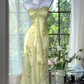 Shiny Light Green Sequined Spaghetti Strap Design Chiffon Prom Dress Evening Dress DP6239
