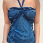 Vintage Halter Beadings Ruffles Long Prom Gown Evening Dress, DP3706