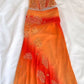 Vintage Orange Ombre Sweetheart A-Line Two Pieces Prom Dress Beaded Chiffon Spaghetti Strap Formal Dress, DP6549