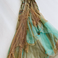Robe de bal vintage verte en mousseline de soie brodée de perles, coupe trapèze, bretelles spaghetti, robe de soirée longue, robe formelle DP6669