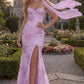 Dreamy Floral Embroidered Strapless Sweetheart Mermaid Evening Gown with Flowing Scarf DP8160