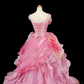 Glamorous Pink Ombre Tulle 3D Floral Applique Bow Fairycore Inspired Sweet 16 Quinceanera Ball Gown DP7272