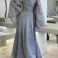 Light Blue Long Sleeves A-Line Long Formal Party Dress Modest Evening Dress, DP4981