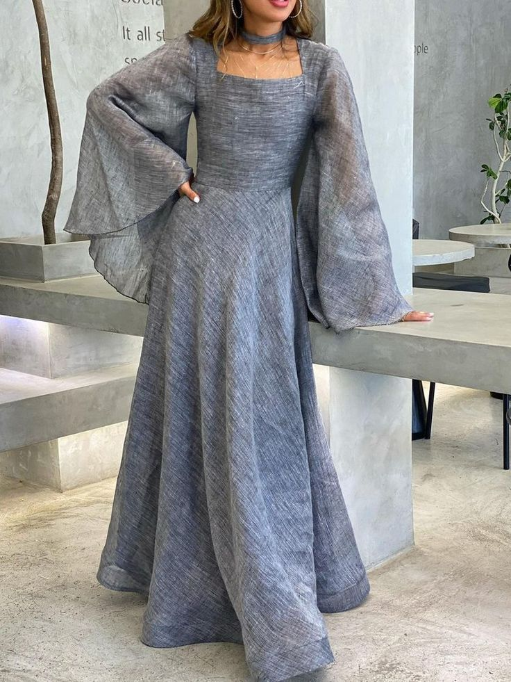Light Blue Long Sleeves A-Line Long Formal Party Dress Modest Evening Dress, DP4981