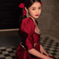 Vintage Burgundy A-Line Homecoming Dress Beaded Short Puff Sleeves Party Dress A-Line Cocktail Dress, DP6612