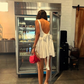 White A-Line Backless Bowknot Lovely Birthday Outfit Homecoming Dress, DP3200