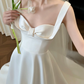 Glamorous Satin Wedding Dress A-Line Shoulder Straps Bridal Gown DP7126