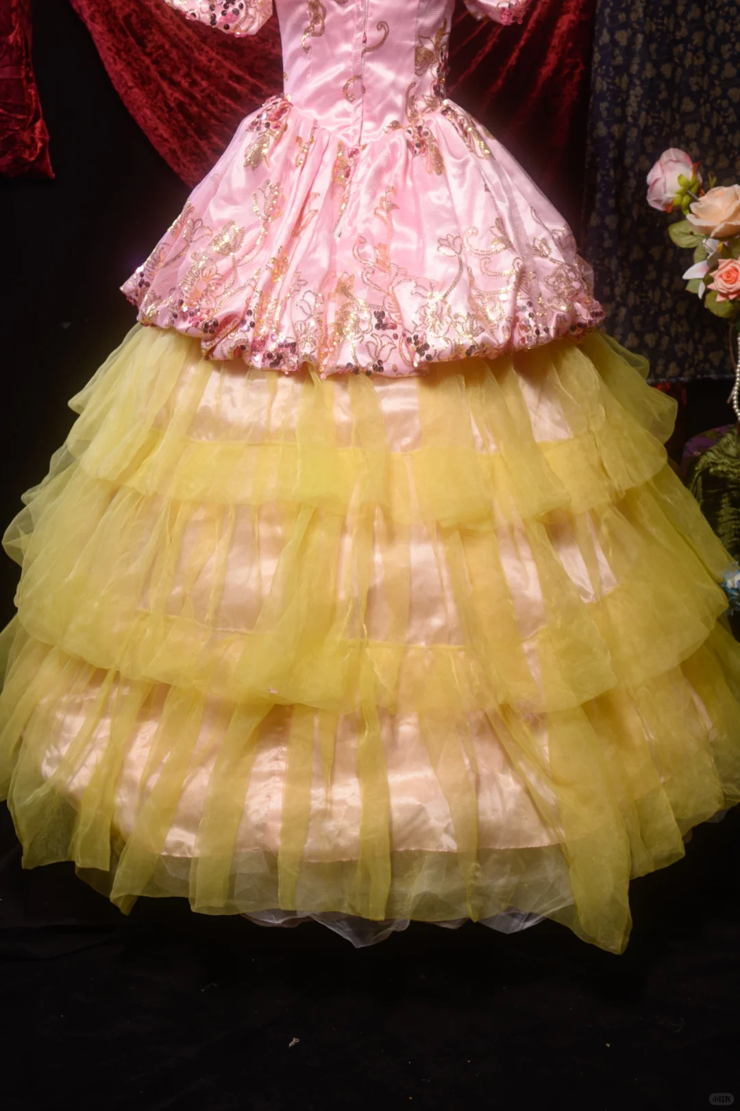 Glamorous Pink Sequined Embroidery Tiered Tulle Puff Sleeves Sweet 16 Quinceanera Ball Gown DP7304