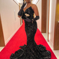 Glamorous Mermaid Evening Gowns Black Girl Sequin Prom Dresses,BL18616