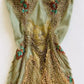Robe de bal vintage verte en mousseline de soie brodée de perles, coupe trapèze, bretelles spaghetti, robe de soirée longue, robe formelle DP6669