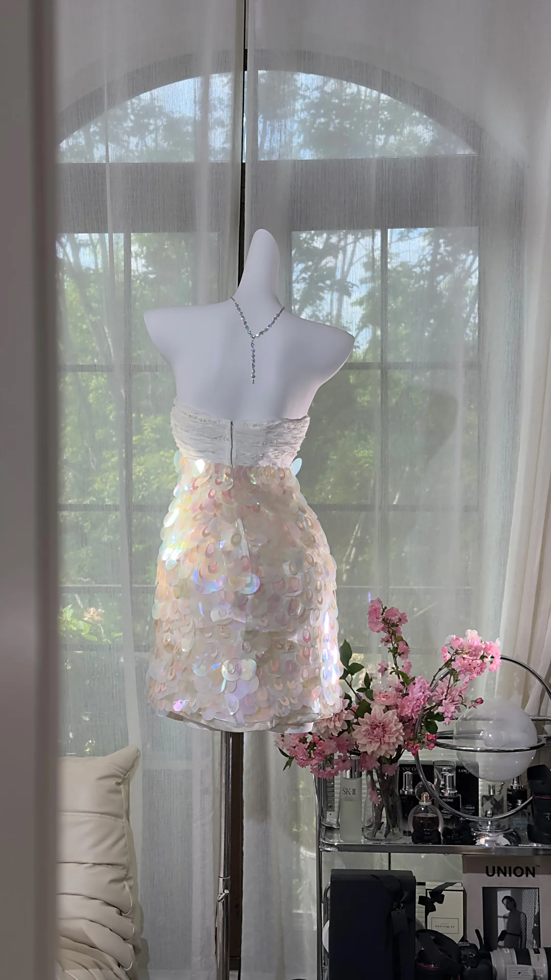 Gorgeous Princess Sequin Strapless Sheath Elegant Chiffon Homecoming Dress Evening Dress Prom Dresses DP6148