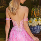 Elegant Pink Off-the-Shoulder Sweetheart Prom Dress Lace Embroidered A-Line Evening Gown DP8189