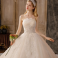 Romantic Strapless Pleated Sparkly Beaded Sequins Glitter Tulle A-Line Wedding Dress DP8848