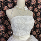 Vintage-Inspired 3D Floral Ruffles & Lace Bodice Wedding Dress Strapless High-Low Bridal Gown DP7068