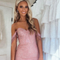 Vintage schulterfreies, perlenbesetztes, kurzes Sweetheart Homecoming-Kleid DP3427