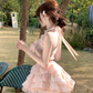 Vintage Pink A-Line Halter-neck Tiered Homecoming Dress Party Dress Cocktail Dress DP6708