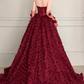 Robe de bal glamour bordeaux sans bretelles à sequins et roses 3D pour Quinceañera ou Sweet 15 DP7214