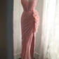 Glamorous Pink Strapless Sweetheart Ruched Ruffled Prom Dress DP7660