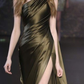 Elegant One Shoulder Satin Pleated Long Prom Dress with Split, DP2681